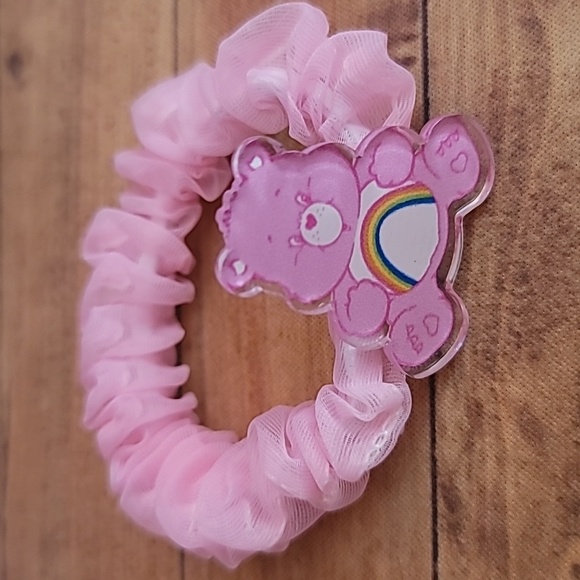 Bears Acrylic Pink and Purple Tulle Fabric Elastic Girl's Hair Crunchies - Picture 2 of 7